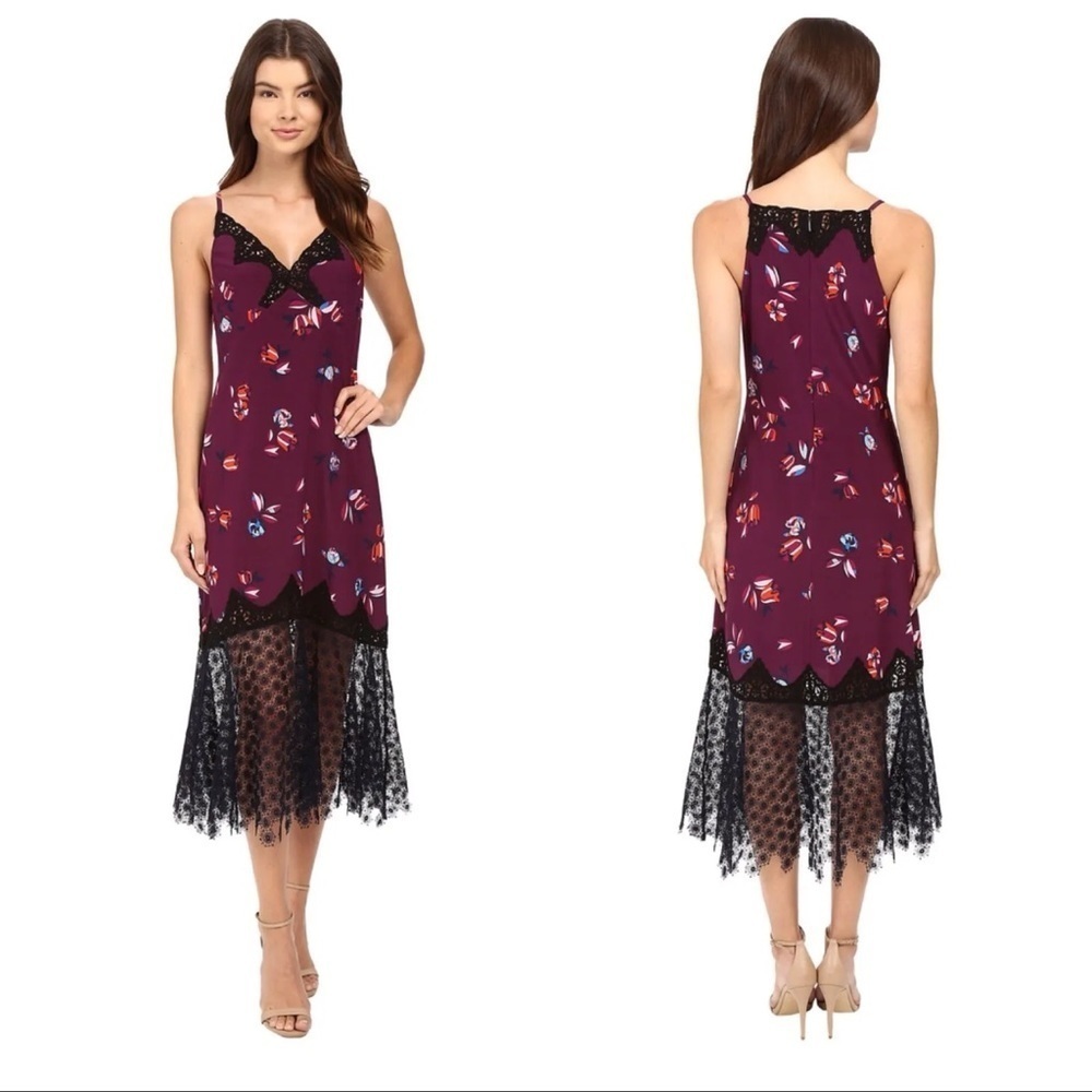 EUC - Rebecca Taylor Bellflower Print Slip Dress - Size 2